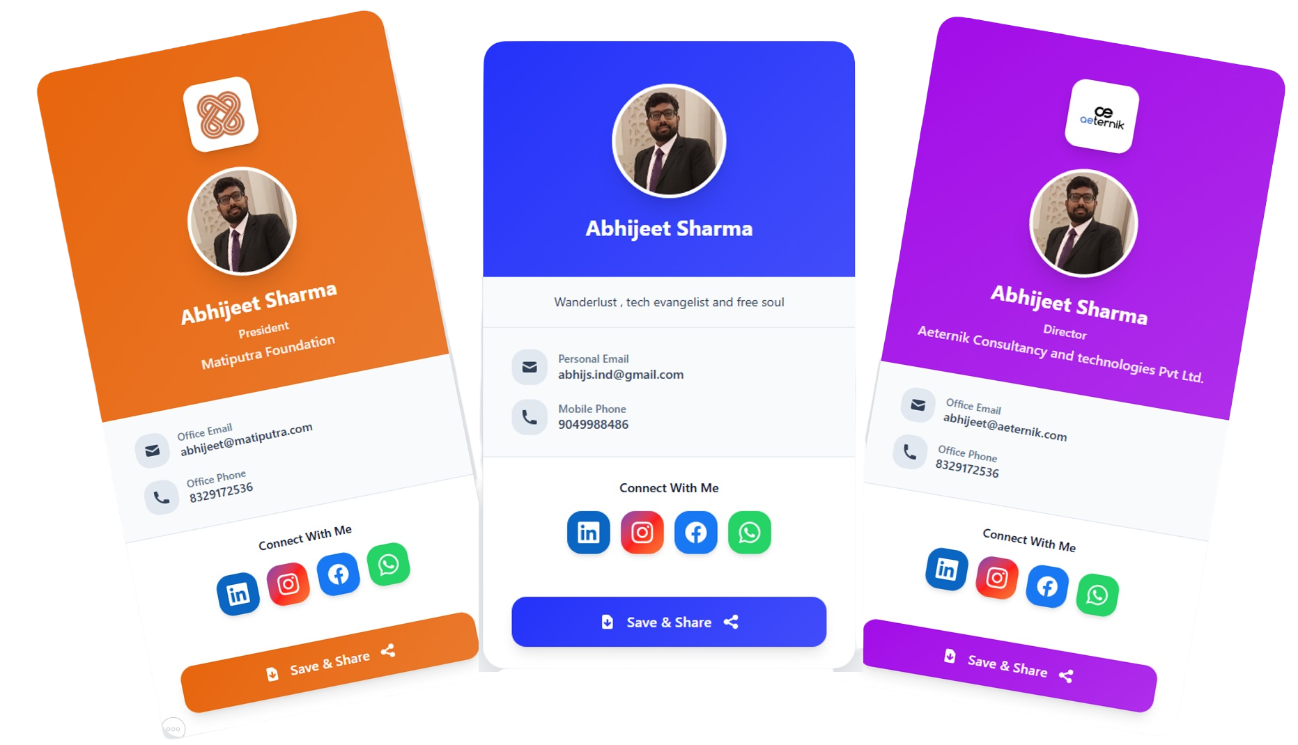 Tapoff Digital Business Cards Showcase - See how professionals use beautiful, modern digital cards